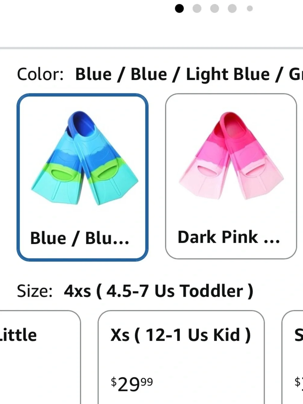 Kids Water Fins Blue Green aqua stripes size xs 12-1 USA water shoes flippers